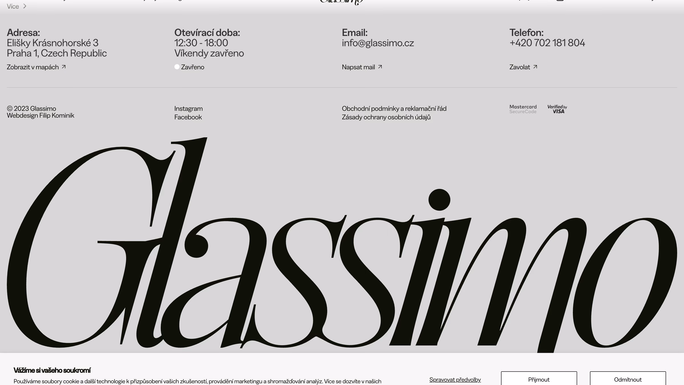 Glassimo — editorial typografie e-shopu (design: Filip Kominik)