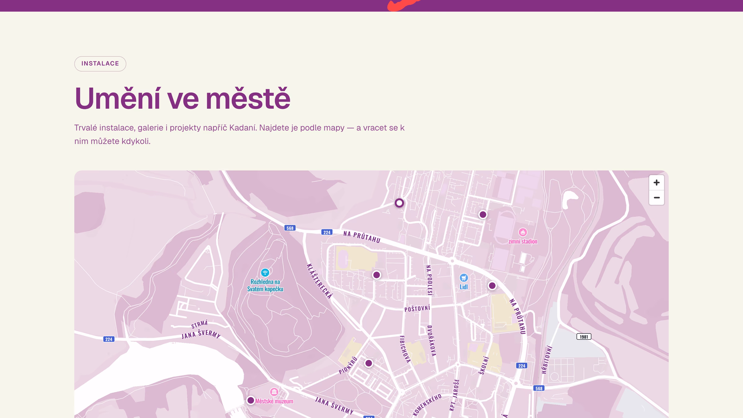 Umění ve městě — mapa instalací v ulicích Kadaně