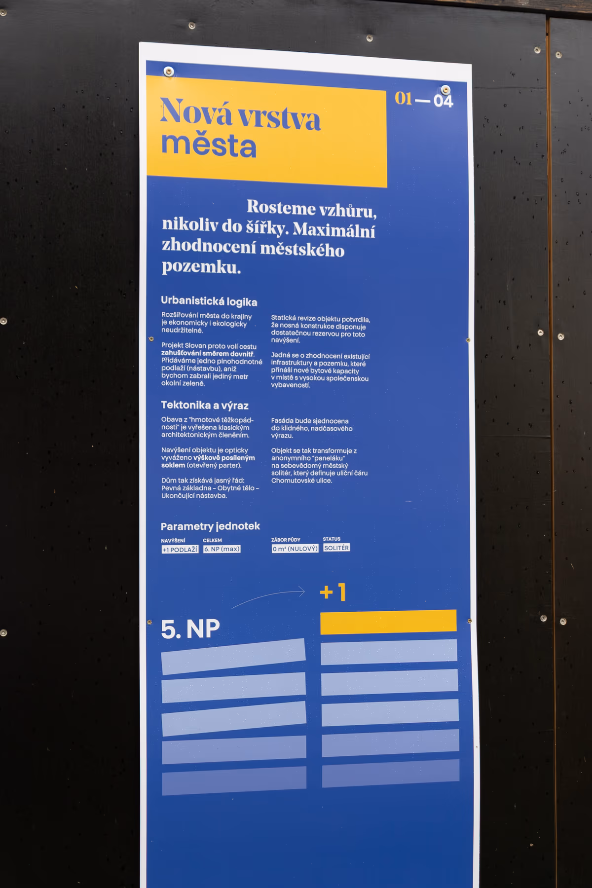Panel prezentace Slovan zblízka — Nová vrstva města, řemeslně přesná typografie